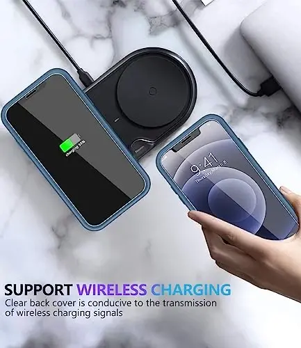 iPhone 12 uchun Diverbox g'ilofi [zarbga chidamli] [tushishga chidamli] [temperlangan shisha ekran himoyachisi], Apple iPhone 12 uchun og'ir himoya telefon g'ilof qopqog'i (ko'k-2in1) - 7