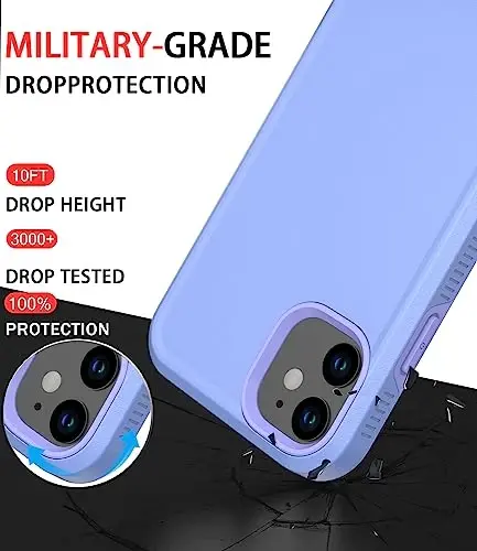 iPhone 12 uchun Diverbox g'ilofi [Zarbga chidamli] [Tushishga chidamli] [Temperlangan shisha ekran himoyachisi], Apple iPhone 12 uchun og'ir himoya telefon g'ilofi (Binafsha-2si 1da) - 2