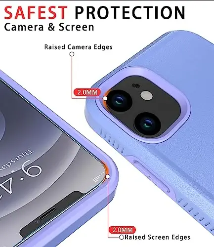 iPhone 12 uchun Diverbox g'ilofi [Zarbga chidamli] [Tushishga chidamli] [Temperlangan shisha ekran himoyachisi], Apple iPhone 12 uchun og'ir himoya telefon g'ilofi (Binafsha-2si 1da) - 3