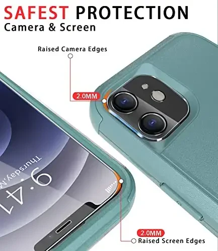 iPhone 12 uchun Diverbox g'ilofi [zarbga chidamli] [tushishga chidamli] [temperlangan shisha ekran himoyachisi + kamera linzalari himoyachisi], Apple iPhone 12 uchun og'ir yuk himoyasi telefon g'ilofi (qarag'ay yashili) - 4