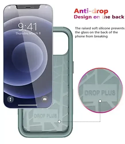 iPhone 12 uchun Diverbox g'ilofi [zarbga chidamli] [tushishga chidamli] [temperlangan shisha ekran himoyachisi + kamera linzalari himoyachisi], Apple iPhone 12 uchun og'ir yuk himoyasi telefon g'ilofi (qarag'ay yashili) - 7