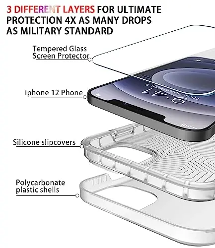 iPhone 12 uchun Diverbox g'ilofi [Zarbga chidamli] [Tushishga chidamli] [Temperli shisha ekran himoyachisi], Apple iPhone 12 uchun og'ir himoya telefon g'ilofi qopqog'i (Turkuaz -2in1) - 6