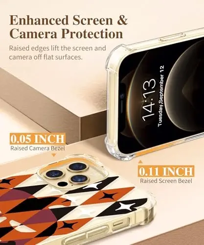 iPhone 12 ve iPhone 12 Pro için GVIEWIN Çiçekli Kılıf, Ekran Koruyucu ve Kamera Lens Koruyuculu, [Sararma Yapmaz] Yumuşak Darbe Emici Şeffaf Kadın Telefon Kılıfı, Çiçek Desenli 6.1 inç (Balkabağı) - 5