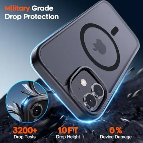 zapica Magnetic for iPhone 12 Case & iPhone 12 Pro Case, Black | Compatible with MagSafe, Military Grade Drop Protection, Translucent Matte Anti-Scratch Phone Cover - 5
