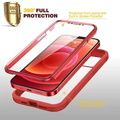Diaclara Designed for iPhone 12/12 Pro Case, Full Body Rugged with Built-in Touch Sensitive Anti-Scratch Screen Protector, Soft TPU Bumper Case for iPhone 12/12 Pro 6.1