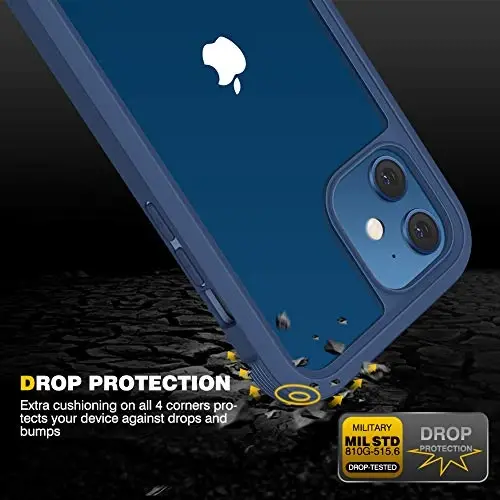 Diaclara Designed for iPhone 12/12 Pro Case, Full Body Rugged with Built-in Touch Sensitive Anti-Scratch Screen Protector, Soft TPU Bumper Case for iPhone 12/12 Pro 6.1