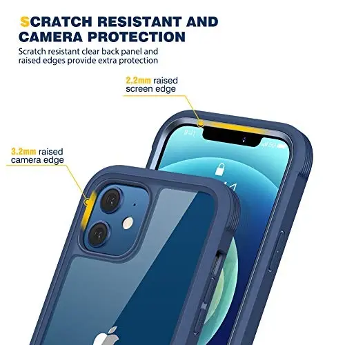 Diaclara Designed for iPhone 12/12 Pro Case, Full Body Rugged with Built-in Touch Sensitive Anti-Scratch Screen Protector, Soft TPU Bumper Case for iPhone 12/12 Pro 6.1