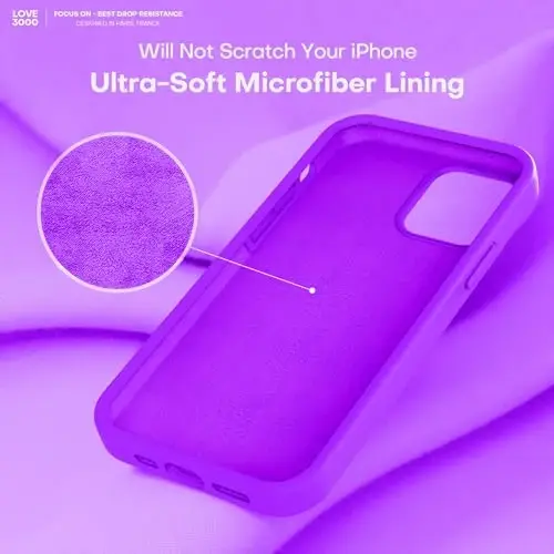 LOVE 3000 Designed for iPhone 12 Case/iPhone 12 Pro Case, Premium Silicone with [Soft Anti-Scratch Microfiber Lining] Shockproof Protective Phone Case for Men Women Girls 6.1