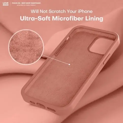 LOVE 3000 Designed for iPhone 12 Case/iPhone 12 Pro Case, Premium Silicone with [Soft Anti-Scratch Microfiber Lining] Shockproof Protective Phone Case for Men Women Girls 6.1