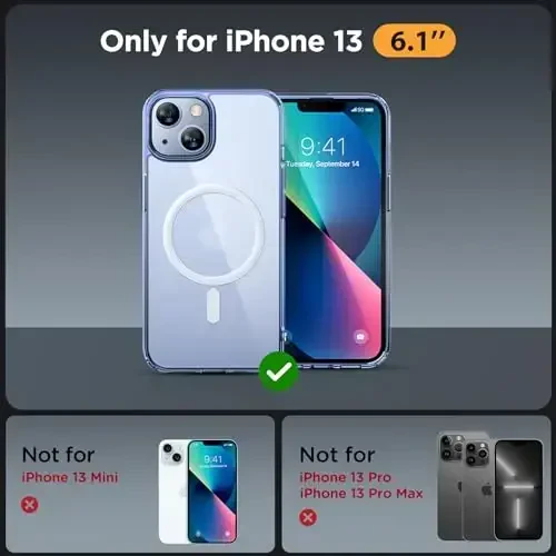 Miracase Magnetic for iPhone 13 Case 6.1 inch (Compatible with MagSafe)（with 2X Screen Protectors） Military-Grade Protection, Anti-Fingerprint Translucent Matte Phone Case Cover, Clear Blue - 2