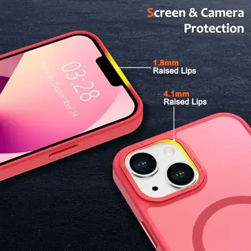 Anuck Case for iPhone 13 Case Magnetic Phone Case Compatible with MagSafe, Soft TPU Bumper Hard Translucent Matte Back Slim Fit Shockproof Protective Cover for Men Women Girls - Light Red - 3