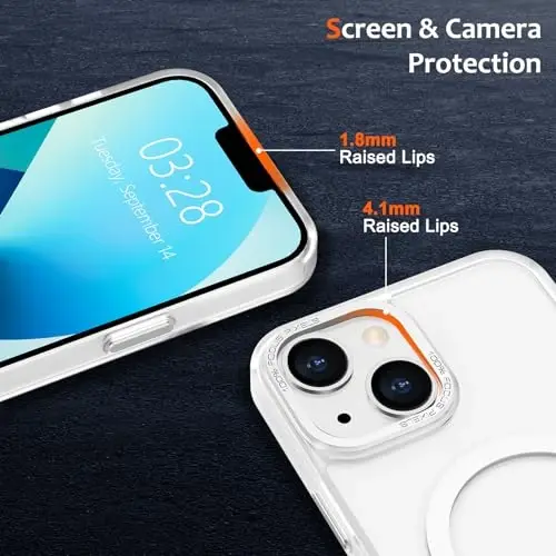 Anuck Case for iPhone 13 Case Magnetic Phone Case Compatible with MagSafe, Soft TPU Bumper Hard Translucent Matte Back Slim Fit Shockproof Protective Cover for Men Women Girls - White - 3