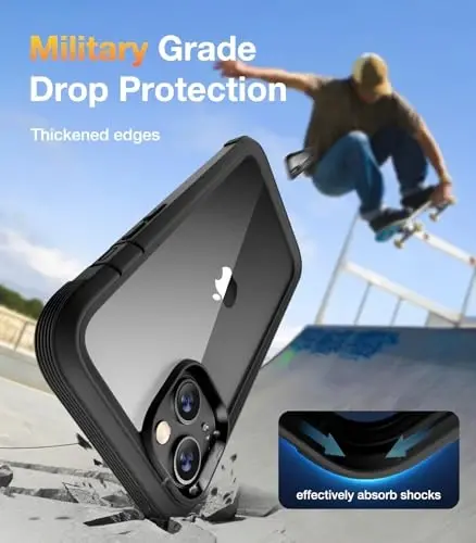 Diaclara Designed for iPhone 13 Case, Full Body Rugged with Built-in Touch Sensitive Anti-Scratch Screen Protector, Soft TPU Bumper Case for iPhone 13 6.1