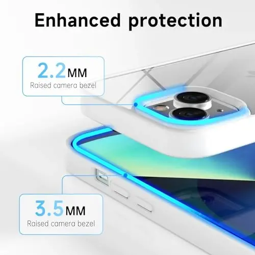 LoeoeL for iPhone 13 Case Clear, Transparent Hybrid 13 Phone Case [Hard Plastic & Soft Silicone Bumper] Acrylic Non Yellowing Thin Slim Protective Cover for Women, White - 5
