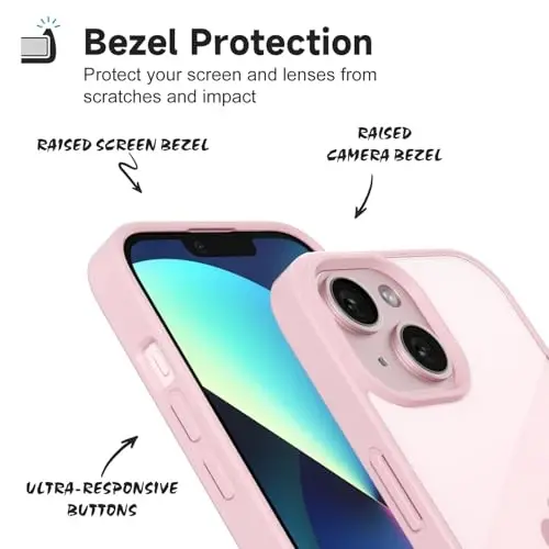 iPhone 13 için LoeoeL Kılıfı Şeffaf, Transparan Hibrit 13 Telefon Kılıfı [Sert Plastik ve Yumuşak Silikon Tampon] Akrilik Sararmayan İnce Dar Koruyucu Kadınlar için Kapak, Açık Pembe - 4