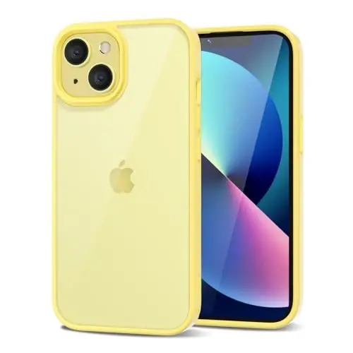 LoeoeL for iPhone 13 Case Clear, Transparent Hybrid 13 Phone Case [Hard Plastic & Soft Silicone Bumper] Acrylic Non Yellowing Thin Slim Protective Cover for Women, Yellow - 1