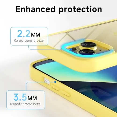 LoeoeL for iPhone 13 Case Clear, Transparent Hybrid 13 Phone Case [Hard Plastic & Soft Silicone Bumper] Acrylic Non Yellowing Thin Slim Protective Cover for Women, Yellow - 5
