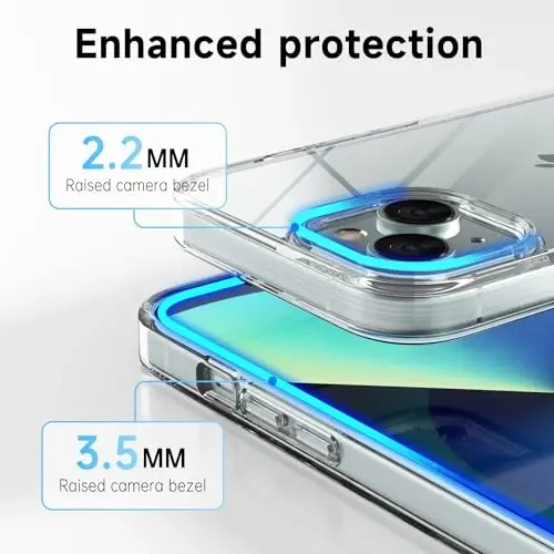 LoeoeL for iPhone 13 Case Clear, Transparent Hybrid 13 Phone Case [Hard Plastic & Soft Silicone Bumper] Acrylic Non Yellowing Thin Slim Protective Cover for Women, Crystal Clear - 12