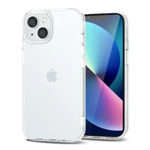LoeoeL for iPhone 13 Case Clear, Transparent Hybrid 13 Phone Case [Hard Plastic & Soft Silicone Bumper] Acrylic Non Yellowing Thin Slim Protective Cover for Women, Crystal Clear 