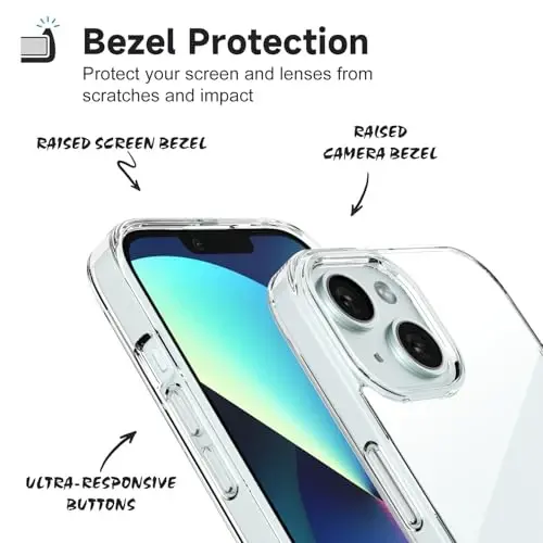iPhone 13 için LoeoeL Kılıfı Şeffaf, Transparan Hibrit 13 Telefon Kılıfı [Sert Plastik & Yumuşak Silikon Tampon] Akrilik Sararmayan İnce İnce Koruyucu Kapak Kadınlar için, Kristal Şeffaf - 4