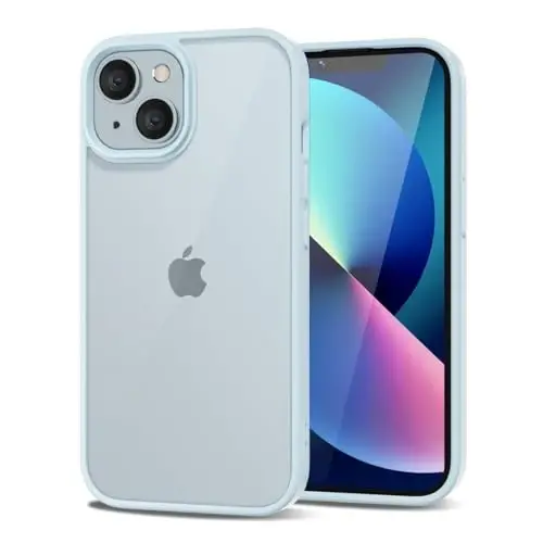 iPhone 13 için LoeoeL Kılıfı Şeffaf, Transparan Hibrit 13 Telefon Kılıfı [Sert Plastik & Yumuşak Silikon Tampon] Kadınlar için Akrilik Sararmayan İnce Koruyucu Kapak, Açık Mavi 