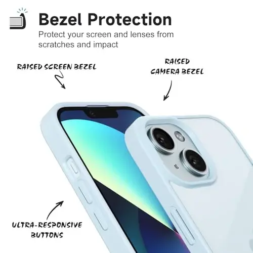 iPhone 13 için LoeoeL Kılıfı Şeffaf, Transparan Hibrit 13 Telefon Kılıfı [Sert Plastik & Yumuşak Silikon Tampon] Kadınlar için Akrilik Sararmayan İnce Koruyucu Kapak, Açık Mavi - 4