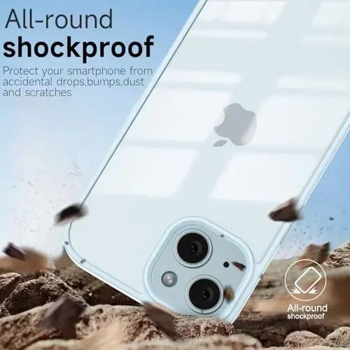iPhone 13 için LoeoeL Kılıfı Şeffaf, Transparan Hibrit 13 Telefon Kılıfı [Sert Plastik & Yumuşak Silikon Tampon] Kadınlar için Akrilik Sararmayan İnce Koruyucu Kapak, Açık Mavi - 6