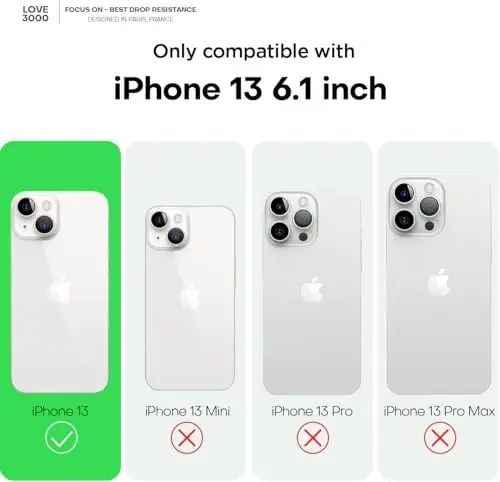 LOVE 3000 Designed for iPhone 13 Case, Premium Silicone with [Camera Protection] [Soft Anti-Scratch Microfiber Lining] Shockproof Protective Phone Case for iPhone 13 Women Men Girls 6.1