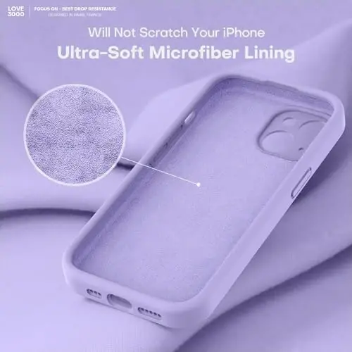 LOVE 3000 Designed for iPhone 13 Case, Premium Silicone with [Camera Protection] [Soft Anti-Scratch Microfiber Lining] Shockproof Protective Phone Case for iPhone 13 Women Men Girls 6.1