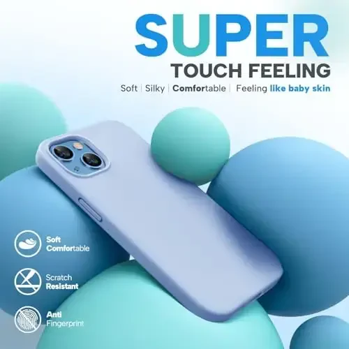 Miracase Designed for iPhone 13 Case, with Tempered Glass Screen Protector, [Soft Anti-Scratch Microfiber Lining], Shockproof Liquid Silicone Rubber Phone Case Cover for 13 6.1 inch, Clove Purple - 3