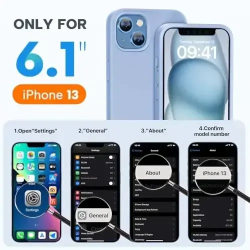 Miracase Designed for iPhone 13 Case, with Tempered Glass Screen Protector, [Soft Anti-Scratch Microfiber Lining], Shockproof Liquid Silicone Rubber Phone Case Cover for 13 6.1 inch, Clove Purple - 7