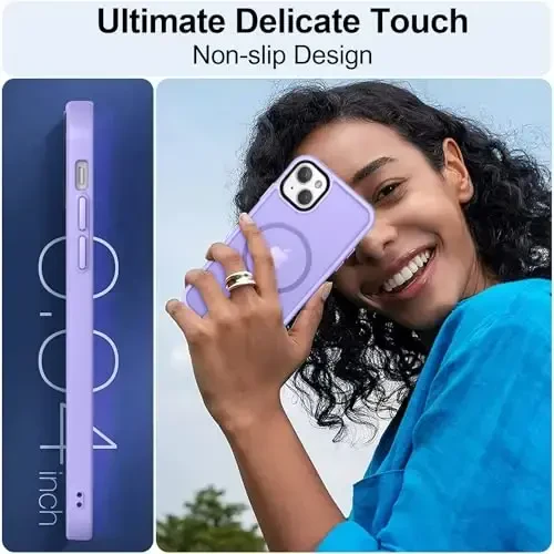 MOCCA Strong Magnetic for iPhone 13 Case, [Compatible with Magsafe][Screen Protector+Camera Lens Protector] Translucent Matte Back Slim Shockproof Case for iPhone 13 Phone Case 6.1