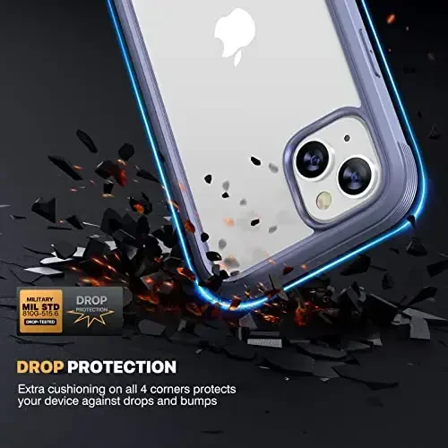 Diaclara Designed for iPhone 13 Case, Full Body Rugged with Built-in Touch Sensitive Anti-Scratch Screen Protector, Soft TPU Bumper Case for iPhone 13 6.1