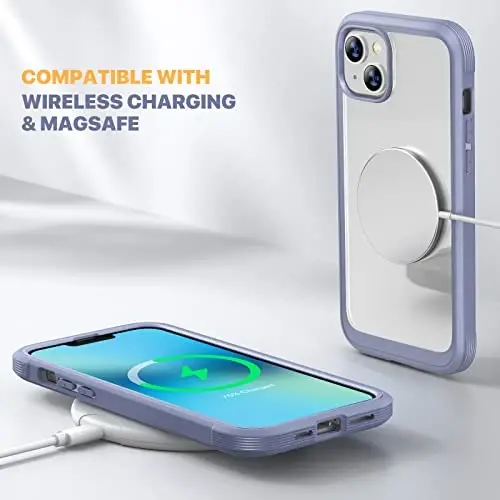 Diaclara Designed for iPhone 13 Case, Full Body Rugged with Built-in Touch Sensitive Anti-Scratch Screen Protector, Soft TPU Bumper Case for iPhone 13 6.1