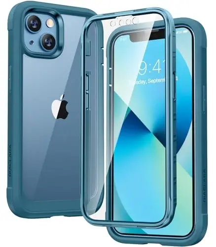 Diaclara Designed for iPhone 13 Case, Full Body Rugged with Built-in Touch Sensitive Anti-Scratch Screen Protector, Soft TPU Bumper Case for iPhone 13 6.1