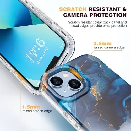 Diaclara Designed for iPhone 13 Case, Full Body Rugged with Built-in Touch Sensitive Anti-Scratch Screen Protector, Soft TPU Bumper Case for iPhone 13 6.1