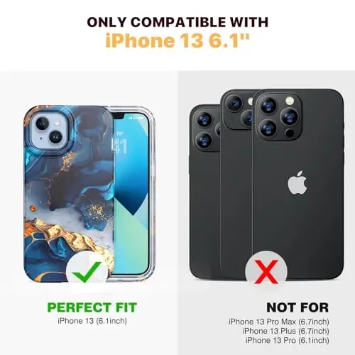 Diaclara Designed for iPhone 13 Case, Full Body Rugged with Built-in Touch Sensitive Anti-Scratch Screen Protector, Soft TPU Bumper Case for iPhone 13 6.1