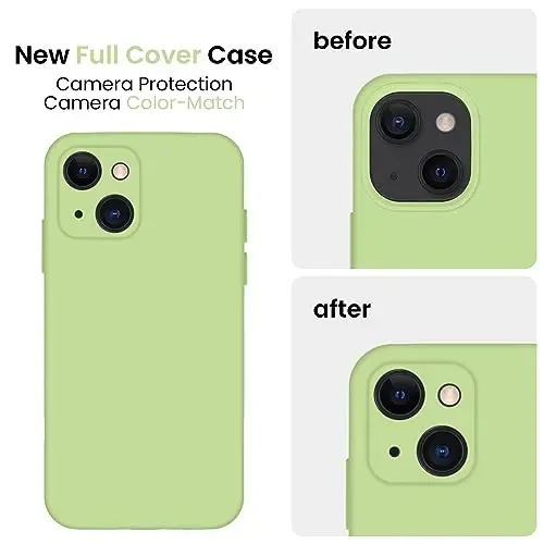 FireNova Designed for iPhone 13 Case, Silicone Upgraded [Camera Protection] Phone Case, Soft Anti-Scratch Microfiber Lining Inside, 6.1 inch, Tea Green - 3
