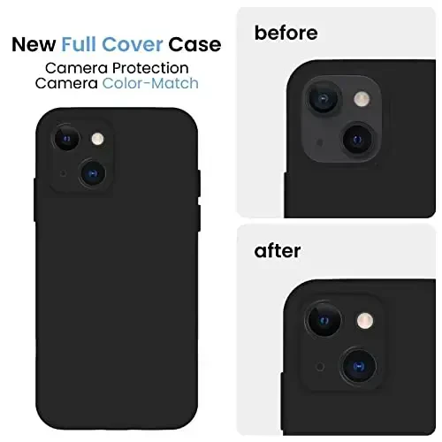 FireNova Designed for iPhone 13 Case, Silicone Upgraded [Camera Protection] Phone Case with [2 Screen Protectors], Soft Anti-Scratch Microfiber Lining Inside, 6.1 inch, Black - 3