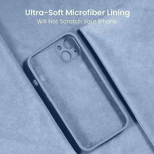 FireNova Designed for iPhone 13 Case, Silicone Upgraded [Camera Protection] Phone Case with [2 Screen Protectors], Soft Anti-Scratch Microfiber Lining Inside, 6.1 inch, Light Blue - 5