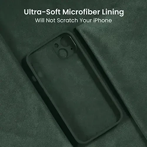 FireNova Designed for iPhone 13 Case, Silicone Upgraded [Camera Protection] Phone Case with [2 Screen Protectors], Soft Anti-Scratch Microfiber Lining Inside, 6.1 inch, Alpine Green - 5