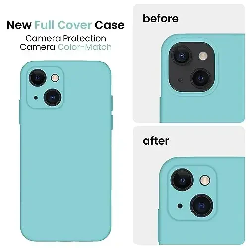 FireNova Designed for iPhone 13 Case, Silicone Upgraded [Camera Protection] Phone Case with [2 Screen Protectors], Soft Anti-Scratch Microfiber Lining Inside, 6.1 inch, Sea Blue - 3