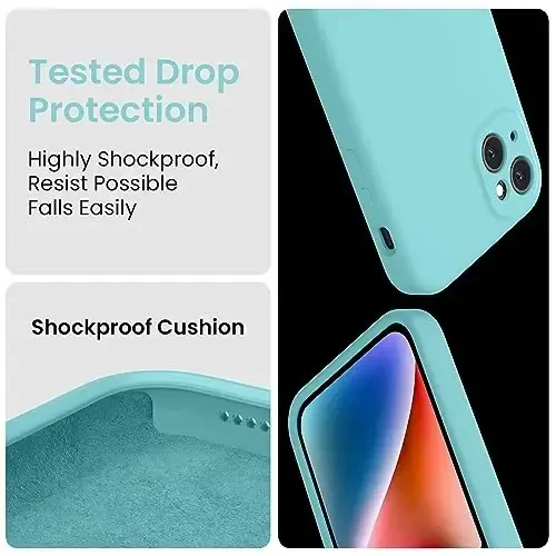 FireNova Designed for iPhone 13 Case, Silicone Upgraded [Camera Protection] Phone Case with [2 Screen Protectors], Soft Anti-Scratch Microfiber Lining Inside, 6.1 inch, Sea Blue - 4