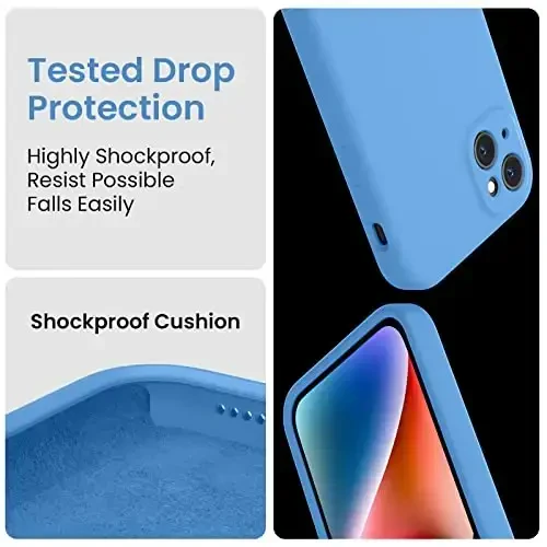 FireNova Designed for iPhone 13 Case, Silicone Upgraded [Camera Protection] Phone Case with [2 Screen Protectors], Soft Anti-Scratch Microfiber Lining Inside, 6.1 inch, Blue - 4