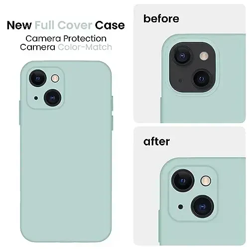 FireNova Designed for iPhone 13 Case, Silicone Upgraded [Camera Protection] Phone Case with [2 Screen Protectors], Soft Anti-Scratch Microfiber Lining Inside, 6.1 inch, Mint Green - 3