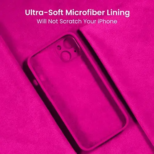 FireNova Designed for iPhone 13 Case, Silicone Upgraded [Camera Protection] Phone Case with [2 Screen Protectors], Soft Anti-Scratch Microfiber Lining Inside, 6.1 inch, Hot Pink - 5