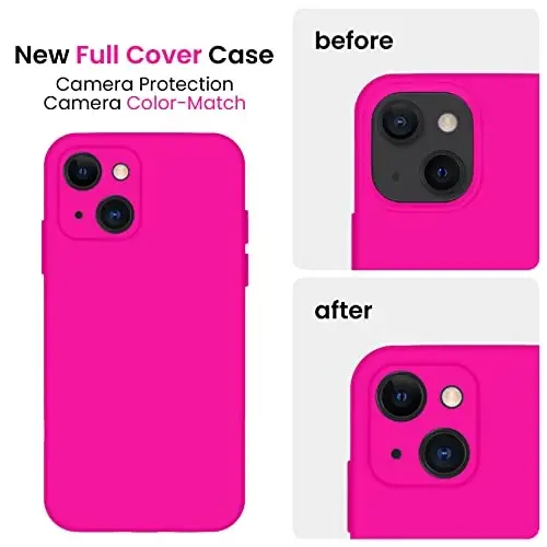 FireNova Designed for iPhone 13 Case, Silicone Upgraded [Camera Protection] Phone Case, Soft Anti-Scratch Microfiber Lining Inside, 6.1 inch, Hot Pink - 3