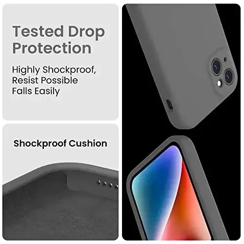 FireNova Designed for iPhone 13 Case, Silicone Upgraded [Camera Protection] Phone Case with [2 Screen Protectors], Soft Anti-Scratch Microfiber Lining Inside, 6.1 inch, Space Gray - 4