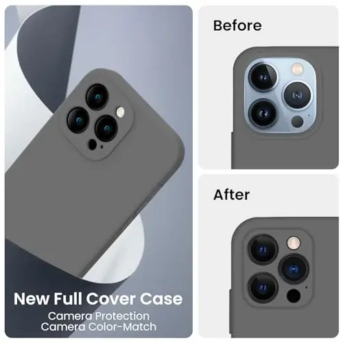 FireNova Designed for iPhone 13 Pro Max Case, Silicone [Camera Protection] Phone Case, Soft Anti-Scratch Microfiber Lining Inside, 6.7 inch, Space Gray - 3