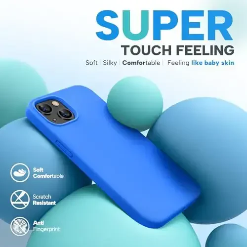 Miracase Designed for iPhone 13 Case, with Tempered Glass Screen Protector, [Soft Anti-Scratch Microfiber Lining], Shockproof Liquid Silicone Rubber Phone Case for 13 6.1 inch, Mediterranean Blue - 3